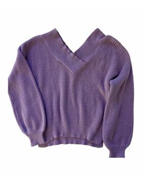 Pink Rose Ribbed V-Neck Sweater